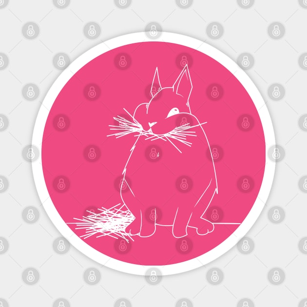 Chonky white bunny eating hay on hot pink Magnet by etherElric